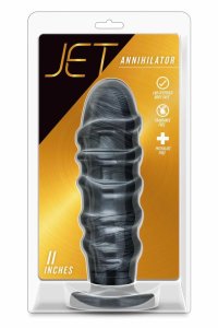JET Annihilator Carbon Metallic Black – duży anatomiczny plug PVC z przyssawką, 27,9 cm