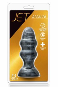 JET Stealth Carbon Metallic Black – anatomiczna wtyczka PVC z przyssawką, 16,5 cm