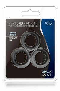 Performance VS2 – zestaw 3 silikonowych pierścieni Small, czarne, elastyczne