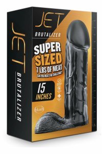 JET Brutalizer Black – model XL anatomiczny, czarny PVC z metalicznym połyskiem, 38 cm
