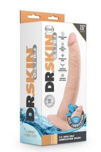 DR. SKIN Glide 7.5" – samonawilżający model intymny TPE z przyssawką i O-ring, 19 cm
