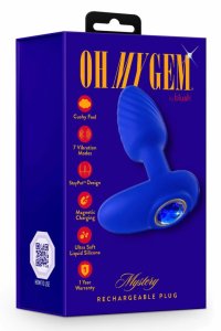 OH MY GEM Mystery Plug Sapphire silikonowy model z wibracjami, 7 trybów, kryształ szafirowy