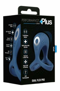 Performance Plus Dual Flex Pro pierścień intymny z wibracją, niebieski, 10 trybów, USB