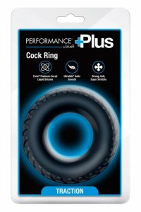 Performance Plus Traction silikonowy pierścień intymny UltraSilk®, gruba konstrukcja, czarny