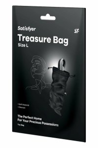 Satisfyer Treasure Bag L Black, woreczek ochronny na akcesoria, rozmiar L, czarny, ściągacz