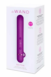 Le Wand Baton Cherry, smukły masażer osobisty, silikonowa nakładka, 15 trybów, USB, etui