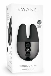 Le Wand Double Vibe Black, podwójny model wibrujący, silikon medyczny, 15 trybów, etui