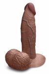 b-Vibe SlipSkin Realistic Silicone 6” Girthy Brown - anatomiczny model premium, szeroka podstawa