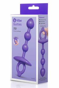 b-Vibe ZIP silikonowe koraliki intymne z pierścieniem, stopniowana wielkość, wodoodporne