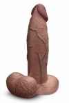 b-Vibe SlipSkin Realistic Silicone 7” Girthy Brown - model anatomiczny z szeroką bazą, realistyczny