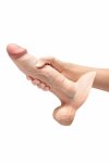 b-Vibe SlipSkin Realistic Silicone 9” Girthy Cream - model anatomiczny premium, kompatybilny z uprzężami