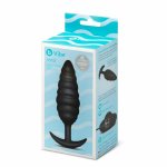 b-Vibe Twist Texture Plug Black – duży wibrujący korek silikonowy, spiralna powierzchnia
