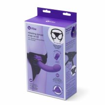 b-Vibe Vibrating Curved Strap-On Kit silikonowy 16,2 cm z uprzężą i opcją wibracji