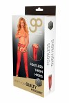 Guilty Pleasure GP PRINTED FOOTLESS THIGH HIGHS XL czerwono-czarne pończochy bez stop Datex