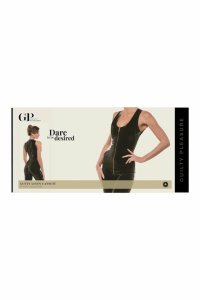 Guilty Pleasure Lusty Lines Catsuit Black XL – kombinezon Datex, bez rękawów, złoty zamek z przodu