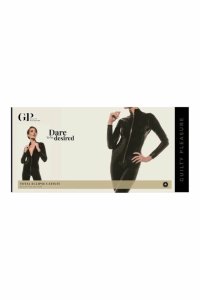 Guilty Pleasure Total Eclipse Catsuit Black XL – Datex, długie rękawy, złoty zamek, wysoka stojka
