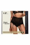 Guilty Pleasure Silhouette Pas do Pończoch L/XL – czarny, złote detale, wysoki stan