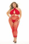 GIVES YOU HELL 3PC SET RED komplet halter plus size z motywem płomieni – stringi i legginsy