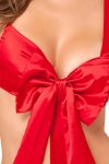 UNWRAP ME SATIN BOW TEDDY S/M – satynowe body z dużą kokardą, czarne, rozmiar S/M