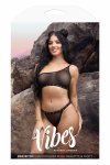 Fantasy Lingerie BAD BITCH BLING komplet bralette na jedno ramię i figi czarny L/XL z cyrkoniami