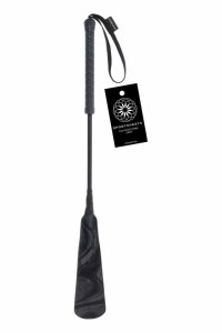 SPORTSHEETS Velvet Noir Strike Crop elegancki pejcz 50 cm, marmurkowa końcówka