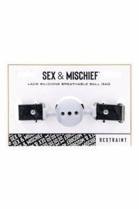SPORTSHEETS SEX AND MISCHIEF Lace Silicone Oddychający Gag 4,5 cm, koronkowe paski