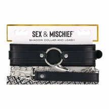 SPORTSHEETS SHADOW Collar & Leash czarny zestaw obroży z odpinaną smyczą, ekoskóra