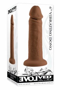 EVOLVED 6 Inch Wibrujący Model Intymny Dark Flesh silikonowy, 10 trybow, przyssawka