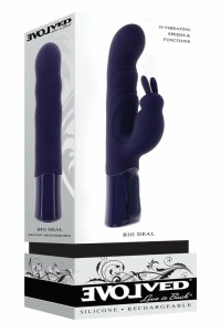 EVOLVED Rabbit Vibrator Big Deal Black wielofunkcyjny model, 2 silniki, czarny, 26 cm