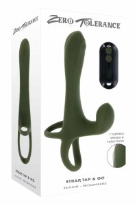 ZERO TOLERANCE STRAP TAP & GO podwójny system wibracji, silikonowy, pilot, 19,4 cm