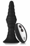 FORTO Vibrating Ribbed Plug Large Czarny – 10 trybów, funkcja Boost, pilot, silikon medyczny, USB