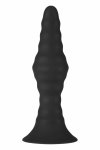 FORTO Vibrating Ribbed Plug Large Czarny – 10 trybów, funkcja Boost, pilot, silikon medyczny, USB