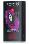 FORTO Vibrating Ribbed Plug Small Black – silikonowy, 10 trybów, pilot, funkcja Boost, USB