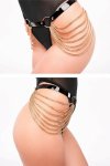 Kinky Diva Chain Belt – czarny pasek z łańcuszkami, regulowany, patent vegan leather