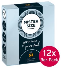 Mister Size 53mm prezerwatywy ultracienkie 12x3 sztuki, anatomiczne, naturalny lateks