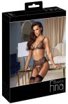 Abierta Fina Bra Suspender Set Net S czarny komplet z siateczki, łańcuszki, rozmiar S