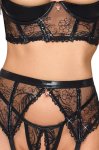 Cottelli LINGERIE Shelf Bra Set 80B/M czarny połyskujący komplet z cekinami i tiulem, 3-częściowy