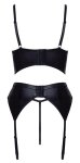 Cottelli LINGERIE Shelf Bra Set 80B/M czarny połyskujący komplet z cekinami i tiulem, 3-częściowy