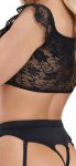 Cottelli COSTUMES Maid Set M czarno-biały komplet z koronką, top i stringi z paskami
