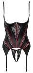 Cottelli LINGERIE Shelf Bra Basque XL czarno-czerwony gorset z koronką i stringiem