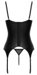 Cottelli LINGERIE Shelf Bra Basque XL czarno-czerwony gorset z koronką i stringiem