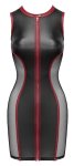 Cottelli PARTY Dress Net Insert L czarno-czerwony mini, matowa sukienka z siateczką i zamkiem
