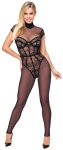 Cottelli PARTY Jumpsuit Lace XL czarny kombinezon koronkowy, 3-way zip, aksamitne detale