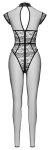 Cottelli PARTY Jumpsuit Lace XL czarny kombinezon koronkowy, 3-way zip, aksamitne detale