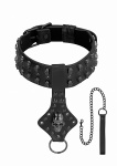 OBROŻA na szyję z czaszkami i smyczą - Ouch! Skulls and Bones - Neck Chain with Skulls and Leash - Blac