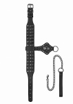 OBROŻA na szyję z czaszkami i smyczą - Ouch! Skulls and Bones - Neck Chain with Skulls and Leash - Blac