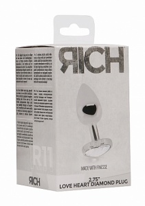 ZATYCZNA ANALNA zdobiona 2.75 Inch - Love Heart Diamond Plug - 2.75 Inch - Silver