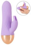 Cuties Soft Purple Mini Rabbit – dwuwarstwowa silikonowa maszyna intymna, podwójna stymulacja, 11,7 cm