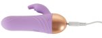 Cuties Soft Purple Mini Rabbit – dwuwarstwowa silikonowa maszyna intymna, podwójna stymulacja, 11,7 cm