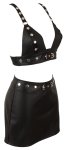 Cottelli PARTY Imitation Leather Top & Skirt M – czarny komplet z ekoskóry, regulacja, M